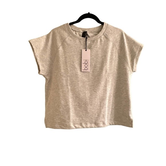 Bobi Split Hem Raglan Top in Light Grey - Picture 1 of 8